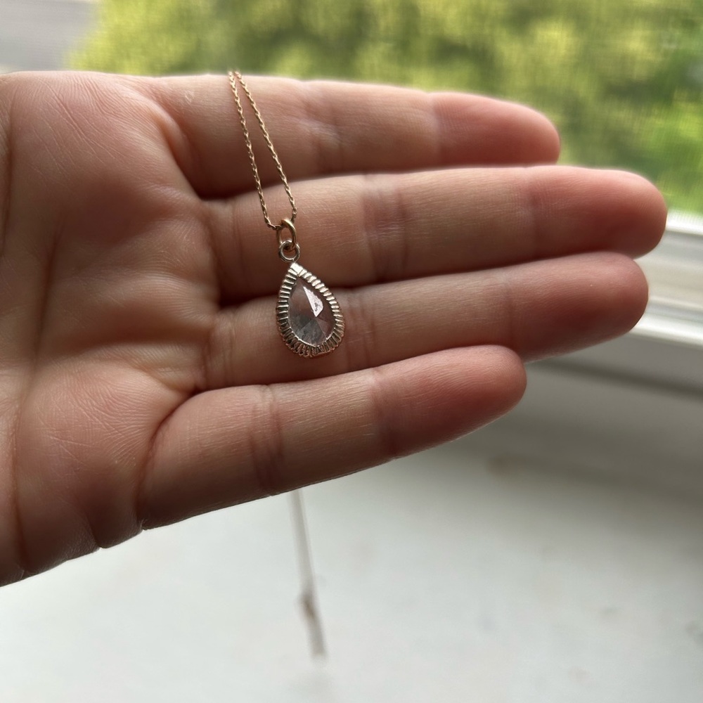 Rose gold teardrop diamond necklace